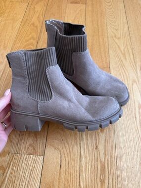 Steve Madden Taupe Suede Chelsea Lug Boots
